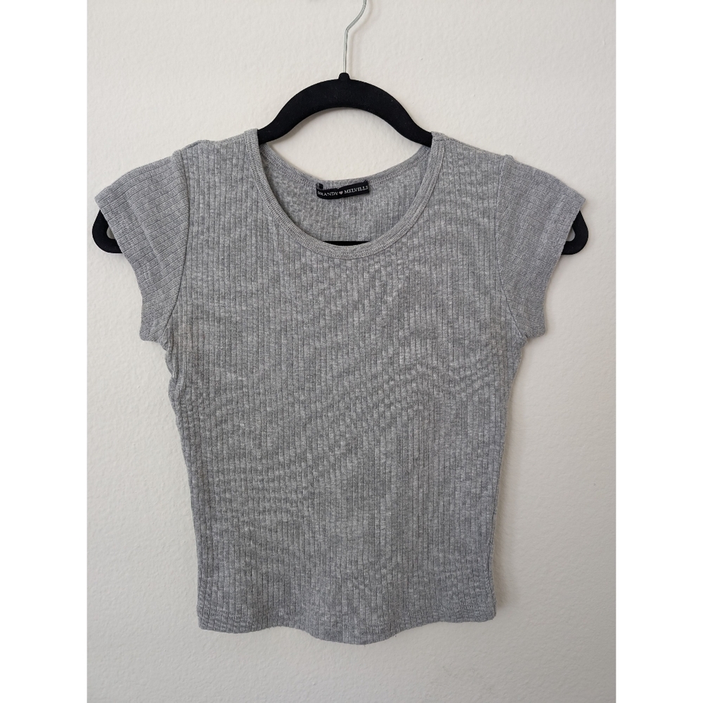 Brandy Melville Cropped Gray Fitted Shirt